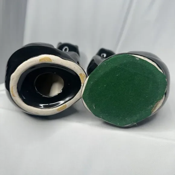 VTG Artmark Fine Ceramic Midnight Shadows Pair of Black Cats Green Eyes 12.5 in - Picture 8 of 12